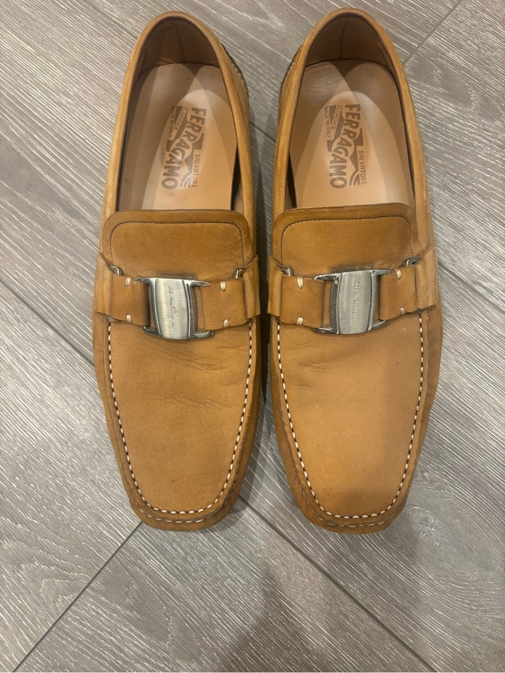 Salvatore Ferragamo Cognac Suede Bit Loafers